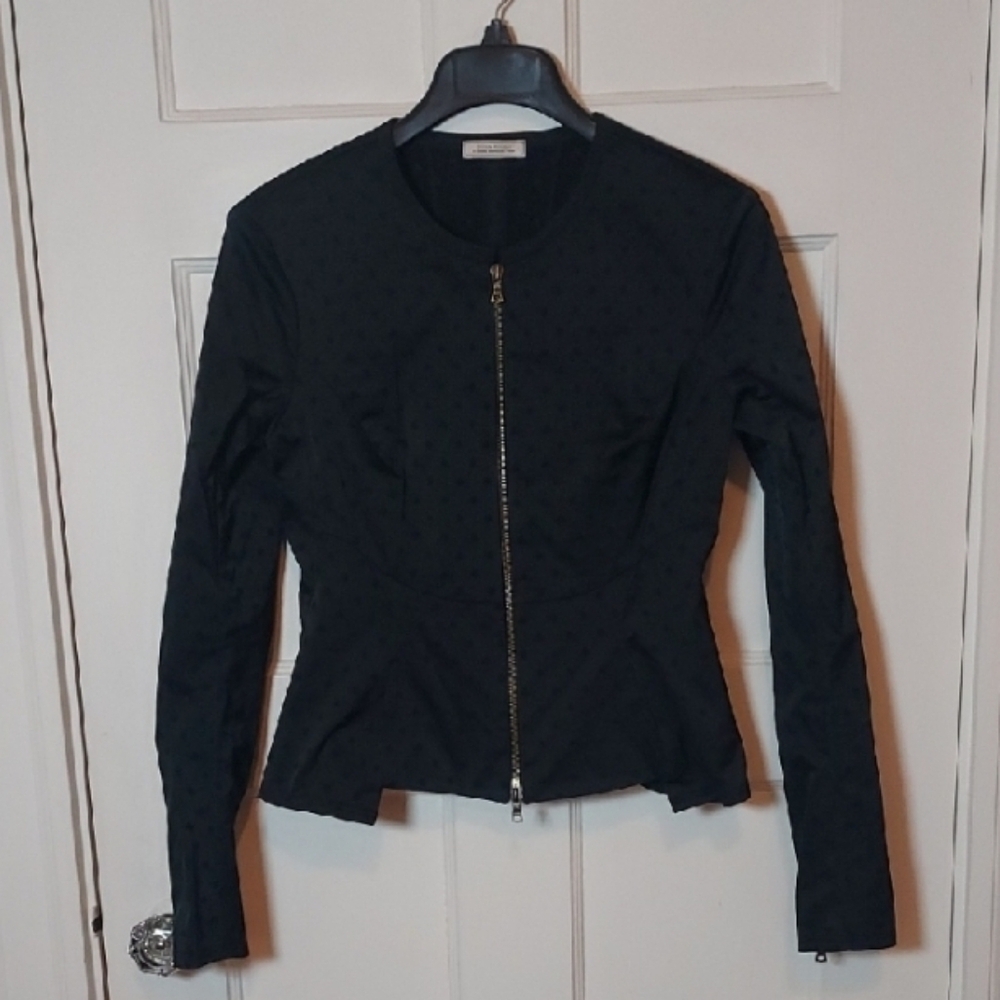 Nina Ricci Black Polka Dot Evening Jacket w/ Back Bustle Accent US 6, FR 38